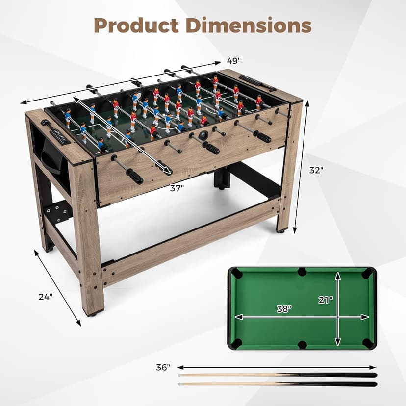 Goplus 2-in-1 Swivel Multi Game Table, 48” Combo Game Table with Foosball & Pool for Adults, Indoor Outdoor Combination Arcade Table for Home Game Room Party