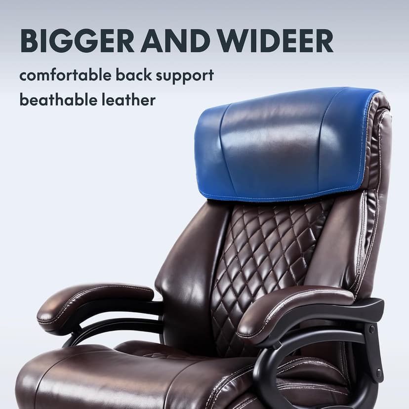 FLEXISPOT 500lbs Big and Tall Office Chair for Heavy People, Heavy Duty Computer Chair with Stable Arms Adjustable Lumbar Support Metal Base, Desk Chairs for Home Office Gaming Working, Leather, Brown