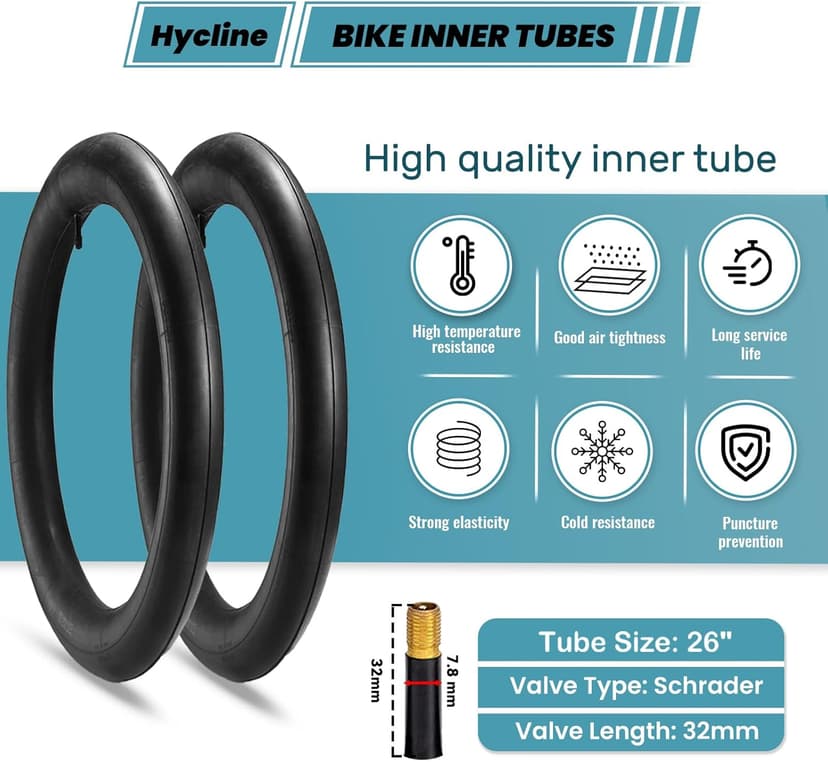 Hycline 26x2.125 Cruiser Bike Tires Set: 2-Pack 26-inch Premium Butyl Rubber High-Performance Folding Replacement Bicycle Tires for Beach Cruiser and Urban Commuting Bicycle