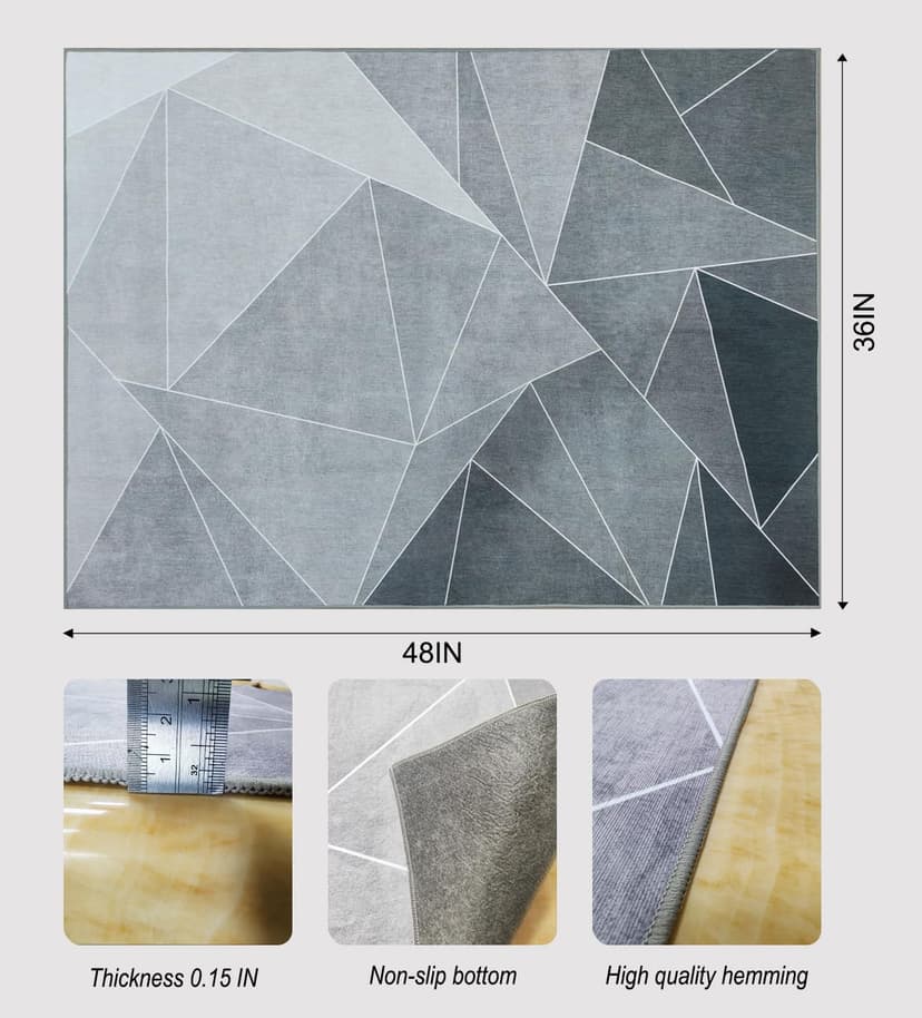 Office Chair Mat for Hardwood Floor & Low-Pile Carpet,36"*48" Highly Premium Quality Protector Floor Mat,Desk Chair Mat - Anti-Slip Carpet Chair Mats for Laminate/Tile Floor Black Grey