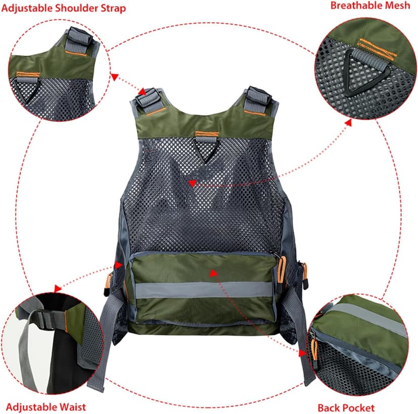 Obcursco Fly Fishing Vest for Men and Women with Breathable Mesh, Trout Fishing Gear, for Outdoors Stream Fishing