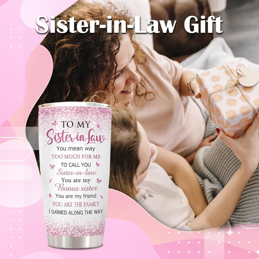 ZANIION Sister in Law Gifts Tumbler 1PC, Future Sister in Law Birthday Gifts Mug, Best Sis Gift Ideas for Christmas, Wedding, Mother's Day Persent Cup 20oz