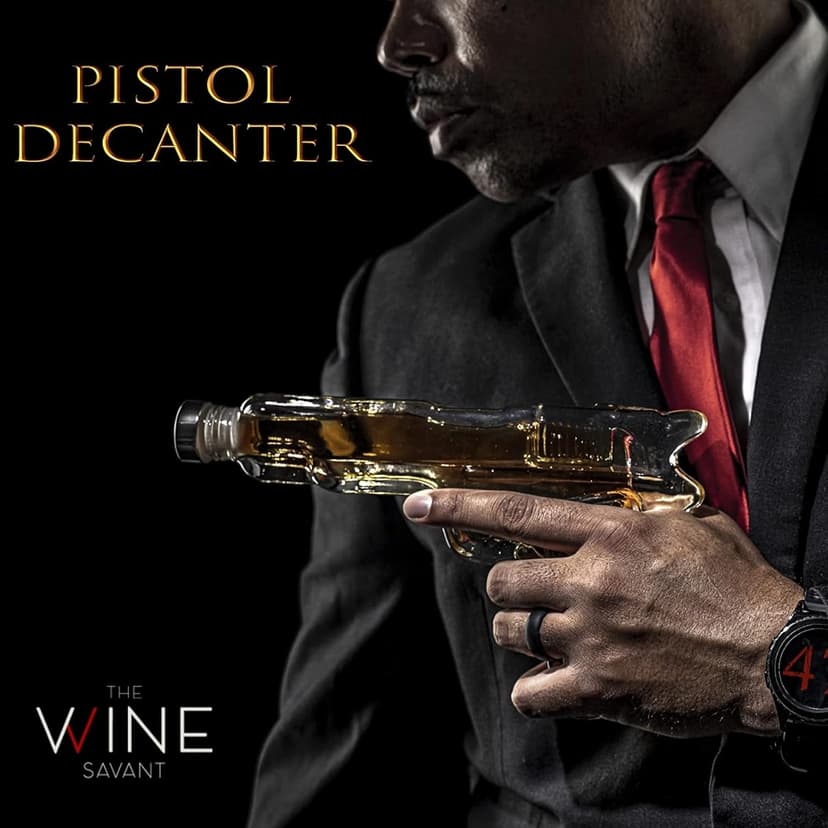 Gifts for Men Dad, 10.1 Oz Whiskey Gun Decanter Set + 2 Bullet Glasses - Unique Birthday Pistol Gift Ideas Daughter Son, Personalized Liquor Dispenser - Scotch Bourbon Vodka, Him, Brother Husband