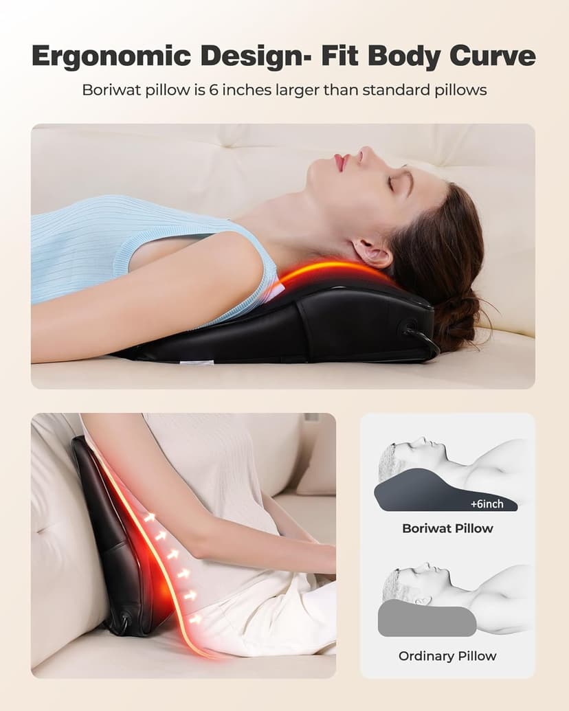 Shiatsu Neck Massager with Heat, 3D Kneading Back Massage Pillow for Pain Relief, Massagers for Neck and Back, Shoulder, Leg, Gifts for Men Women Mom Dad, Stress Relax at Home Office and Car
