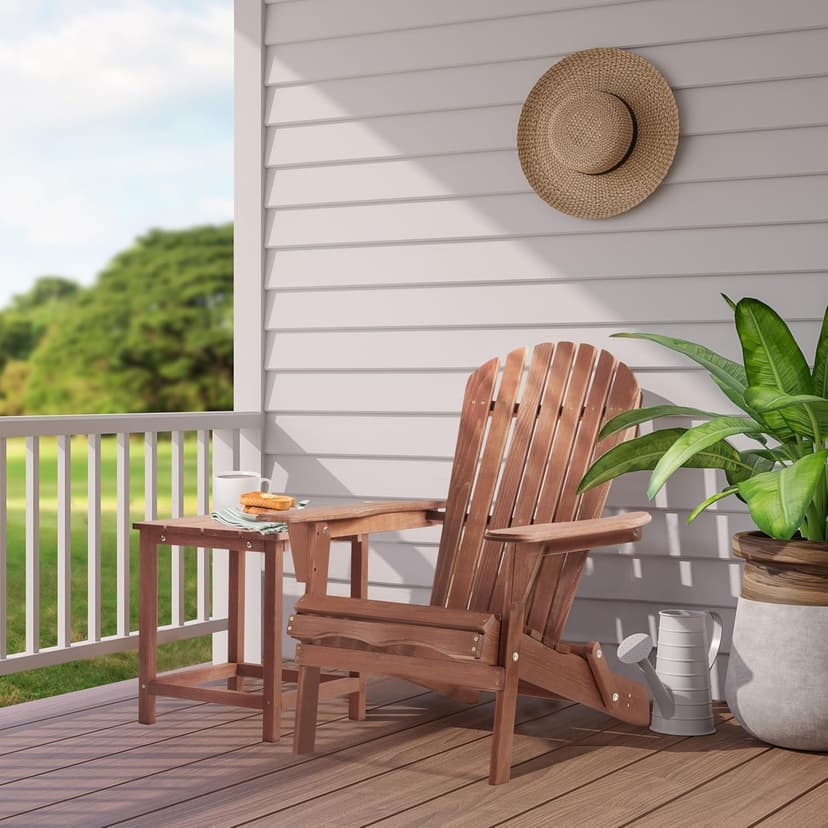 Wooden Folding Adirondack Chair Set of 4, Half Pre-Assembled Wood Lounge Chair for Outdoor Patio Garden Lawn Backyard Deck Pool Beach Firepit