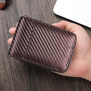 Generic Leather Wallets for Men, Slim Zipper Card Holder Wallet, Compact Bifold Wallet, Small Travel & Business Wallet for Men, Gifts for Husband Dad, Brown