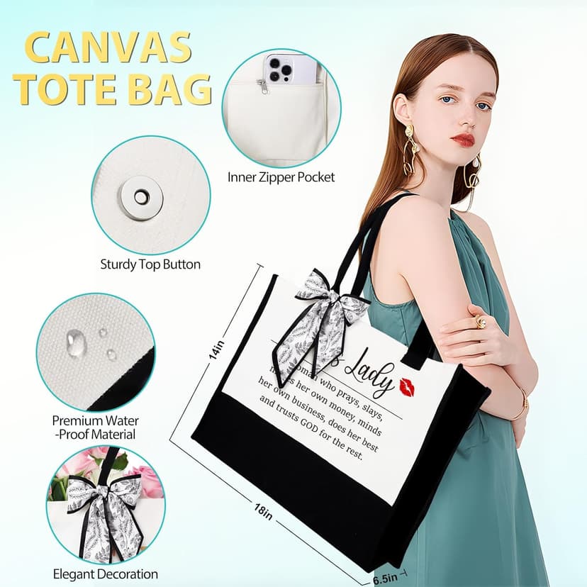 Boss Lady Gifts for Women, Bosses Day Gifts for Women, Best Boss Christmas Gift with Canvas Tote Bag, Funny Cool Box for Bosses Female, Office Leader Appreciation Gift for Birthday Boss's Day