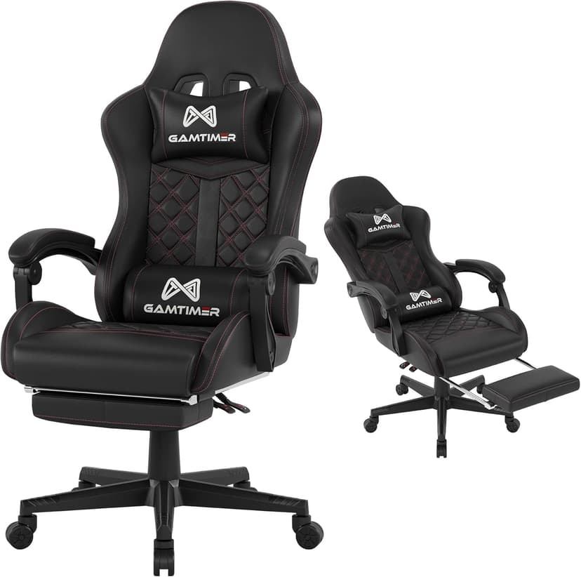 Gamtimer Gaming Chair, 400 lbs Adult Chair, High Back Computer Chair with Footrest and Linked Armrests, Office Video Game Chair with Lumbar Support (Black)