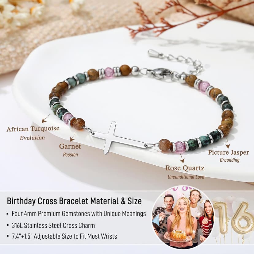 TONY & SANDY Christian Cross Bracelet for Women, Stocking Stuffers for Women, Confirmation Baptism Easter Gifts, Unique Gift for Friends Daughter Mom Sister in Christ on Birthday Christmas