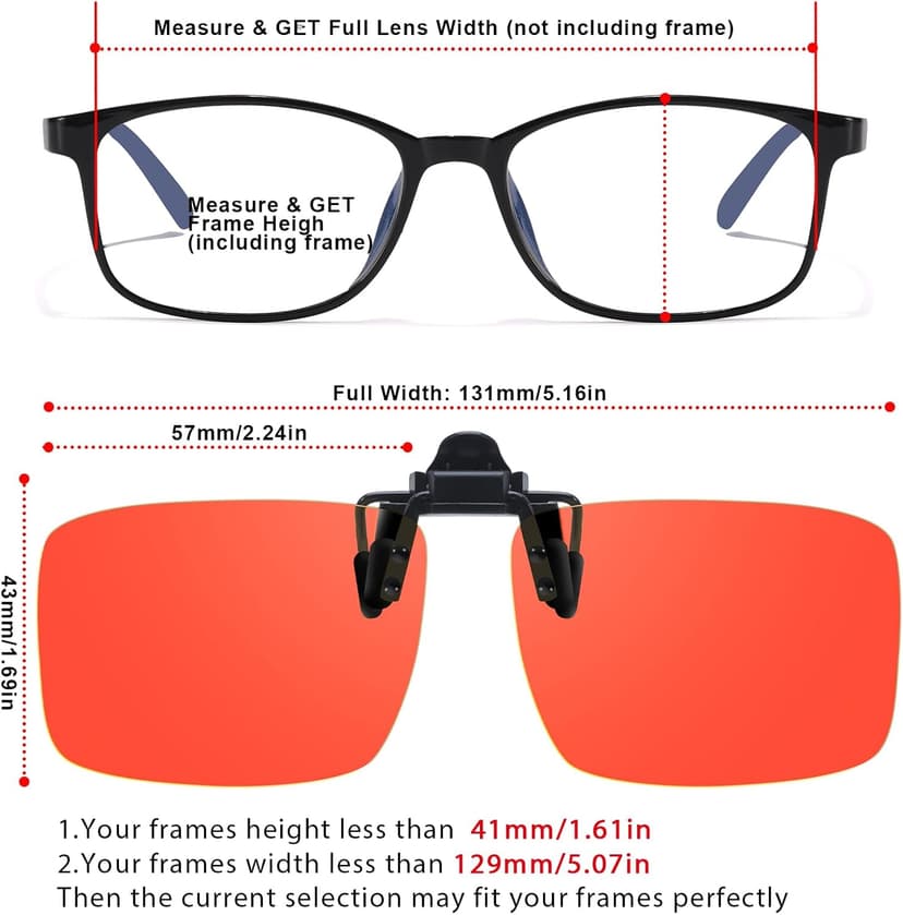 VIEWBETTER 3 Pack Clip On Blue Light Blocking Glasses for Eyes Strain/Light-Sensitive Flip Up Computer Gaming Glasses