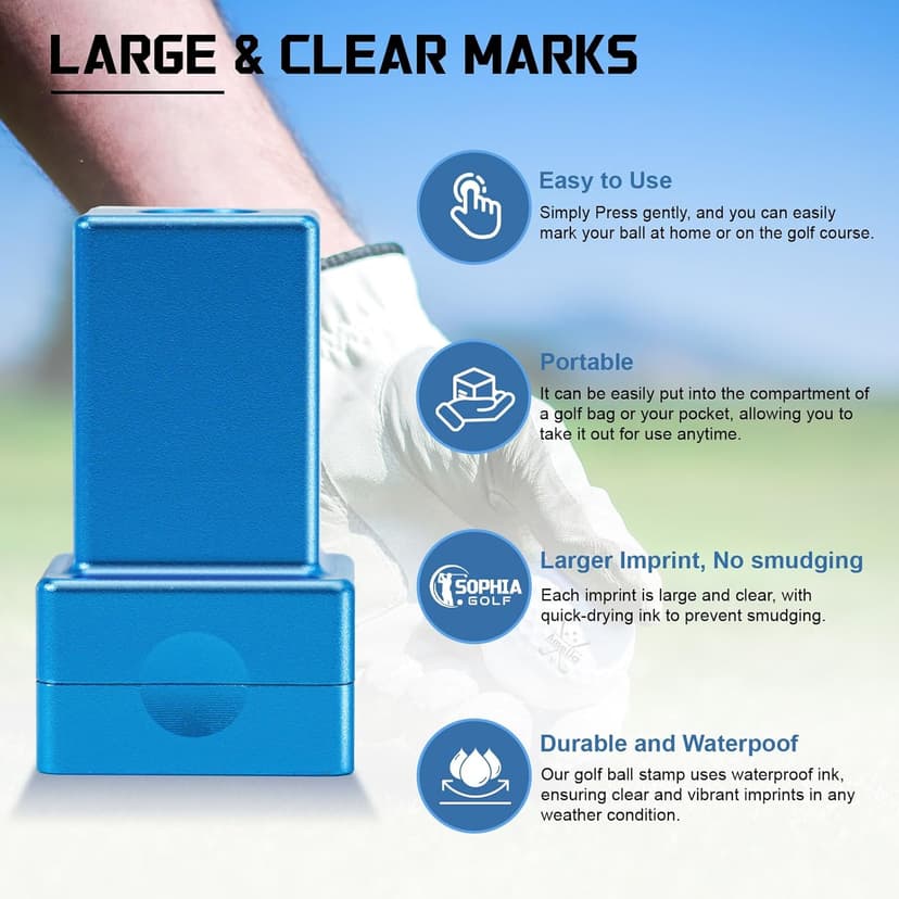 Golf Ball Stamp Personalized, Custom Golf Ball Marker with Monogram Name Design, Waterproof Ink Customized Golf Ball Stamper, Golf Accessories Gifts for Golfers Men Dad Husband