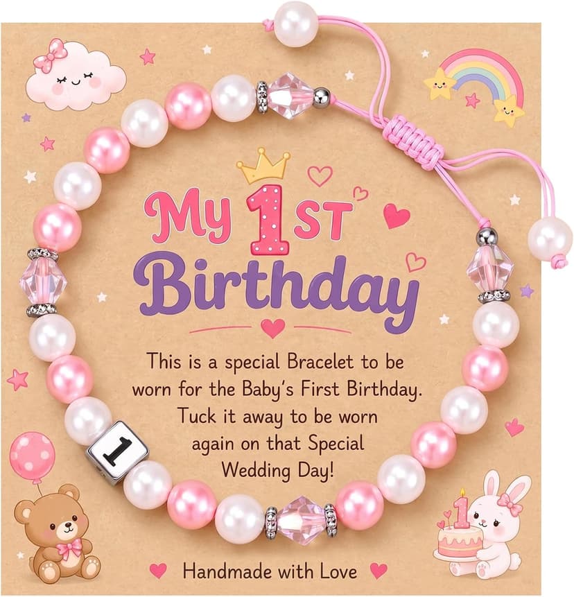 Adjustable 4-9 in Bracelet with Number Charm, Happy Birthday Gifts for Daughter Granddaughter Niece Little Girls Birthday Gifts for Kids, 1 2 Year Old Girl Birthday Bracelet B0H8SMJMX5