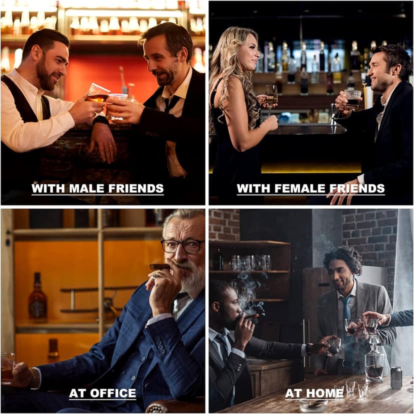 Wooden Whiskey Glass Gifts For Men - Charred Wood Bourbon Whiskey Glasses, Perfect for Men Who Have Everything, Gift for Dad or Boyfriend on Father's Day, Birthday, Christmas, Thanksgiving (2 Pack)