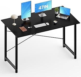 OLIXIS 47 Inch Home Office Desk, Small Computer Work Table with X-Shaped Reinforcement, Modern Simple Writing and Study Desk for Home Office, Bedroom, or Dorm Room, Black