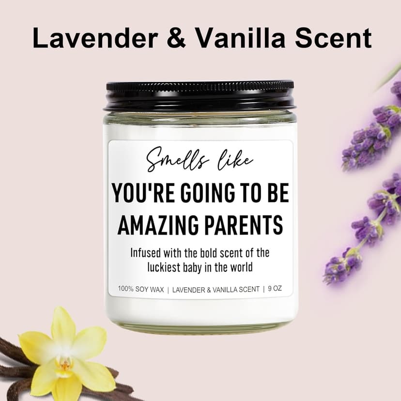 Cute Candle, New Parents Gifts for Couples, New Mom & Dad - Funny Christmas, Pregnancy, Gender Reveal Gifts for Parents to Be, Expecting Mom, 1st Time Mommy to Be, New Dad - 9 oz