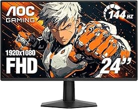 AOC 24G51F 24 inch Gaming Monitor 1920x1080 144Hz, IPS Panel, Console Gaming Ready, Full HD, 3-Sided Frameless, 1x HDMI 2.0, 1x Display Port, 3-Year Zero-Bright-Dot