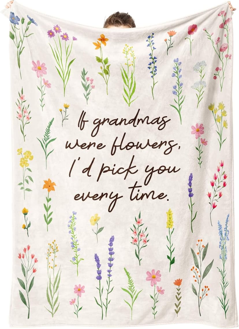 Best Gifts for Grandma from Grandkids, Grandmother Gift on Grandparents Day, Christmas, Soft Throw Blankets 50'' x 60'' Grandma Gifts, Floral Blanket for Grandma Birthday Gift B0GBT218BS