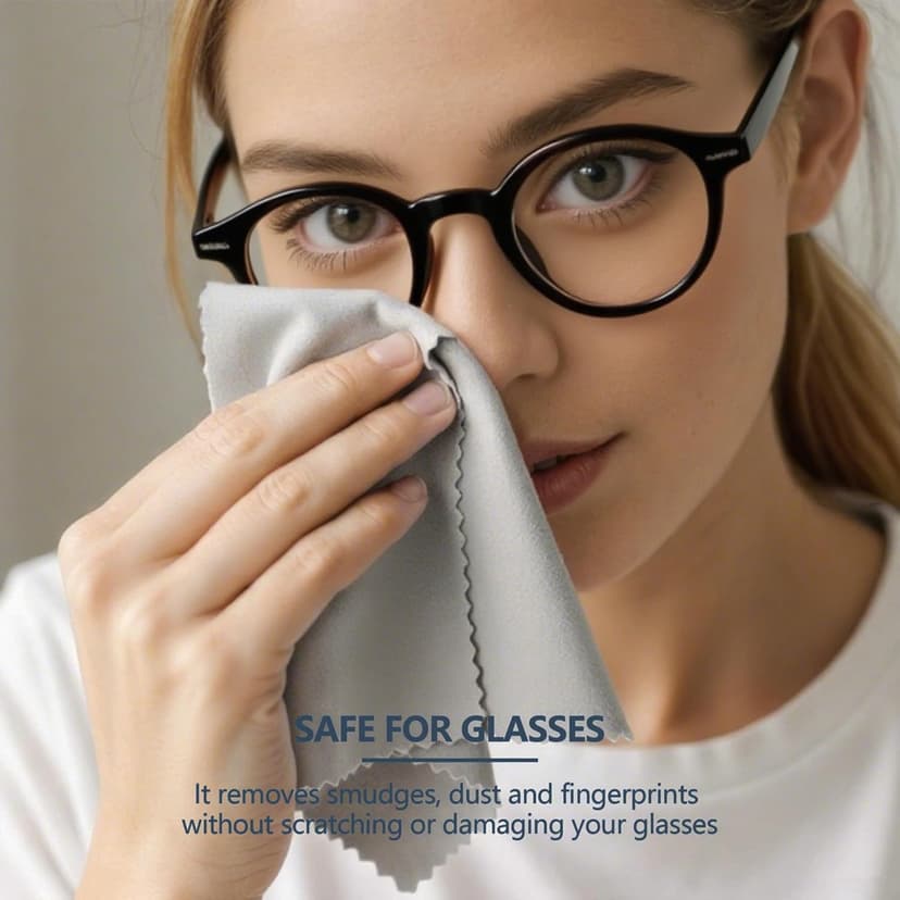 30 Pack Microfiber Cleaning Cloths for Glasses, Lens, Screens – Premium Eyeglass Cloth, 7"x6" Glass Cleaning Wipes, Black & Gray – for Camera, Phone, Laptop, TV & More Washable Reusable