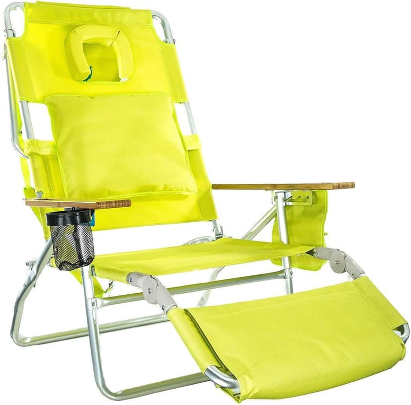 Ostrich the Deluxe 3N1 Lightweight Lawn Beach Reclining Lounge Chair with Footrest, Outdoor Furniture for Patio, Balcony, Backyard, or Porch, Lime