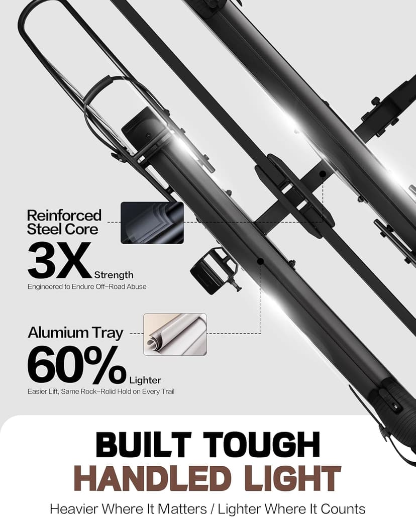 Bike Rack for Car Hitch Mount - Young Electric 2 Ebike Rack Heavy Duty Platform Carrier 200lb Capacity, Smart Tilting & One Hand Folding Bicycle Racks for SUV, Minivan, RV, Fits 5-Inch Fat Tires