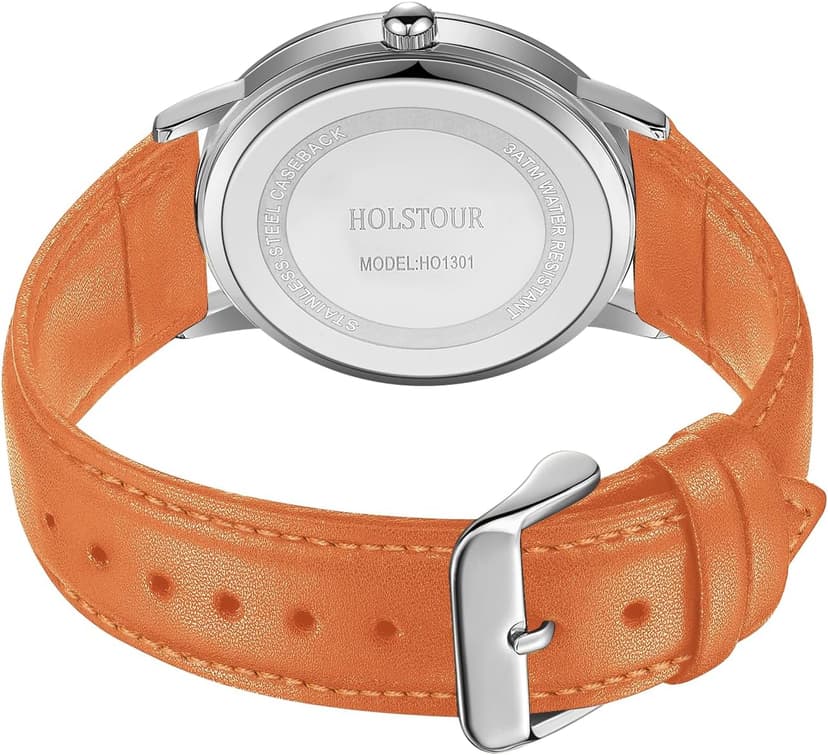 HOLSTOUR Watches for Mens Minimalist Fashion Business Wrist Watch Analog with Leather Strap