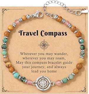 6.5-9 Inch Adjustable Bracelet with Message Card, Farewell Goodbye Going Away Graduation Gift for Friend Coworkers Familys Compass Bracelet for Women, Retirement You Will Be Missed Travel Gifts B0FS17C1MP