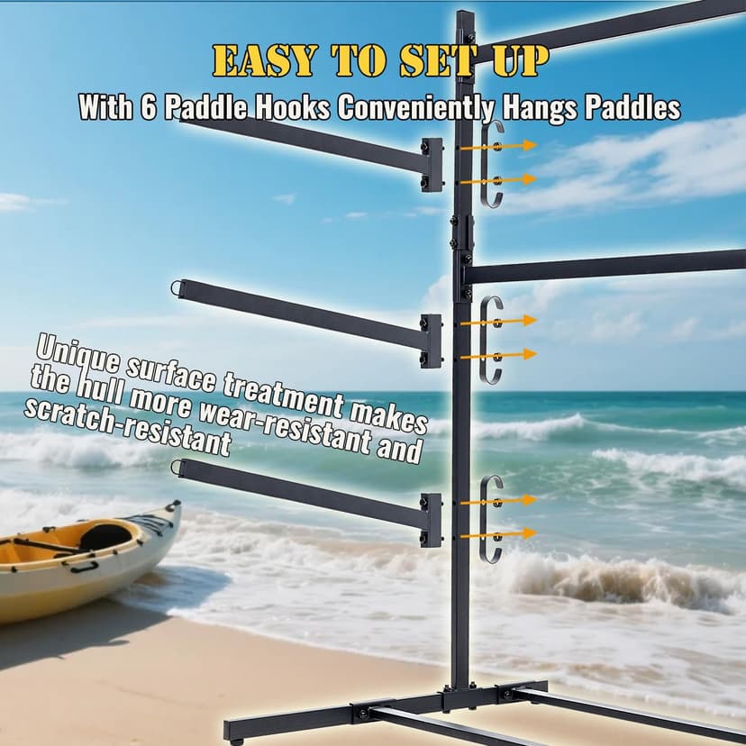Kayak Storage Rack, Heavy Duty Kayak Racks for Garage and Outdoor Storage, Storage Rack for Kayak, Canoe, Surfboard & Paddleboard-3 Levels