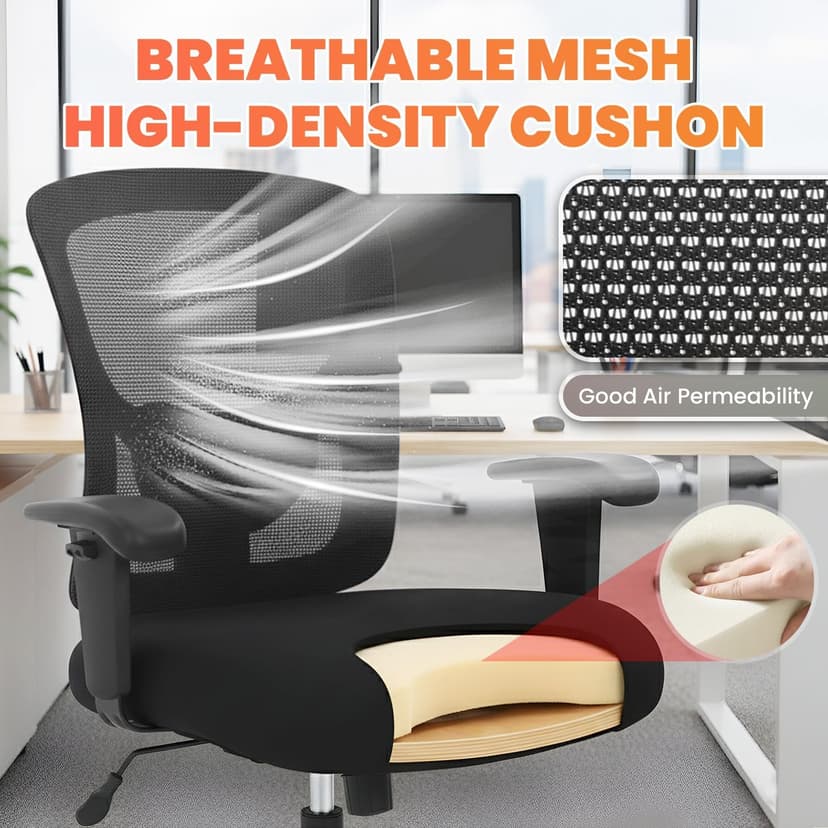 BestOffice Big and Tall Office Chair 500lbs Desk Chair Mesh Computer Chair with Lumbar Support Wide Seat High Back