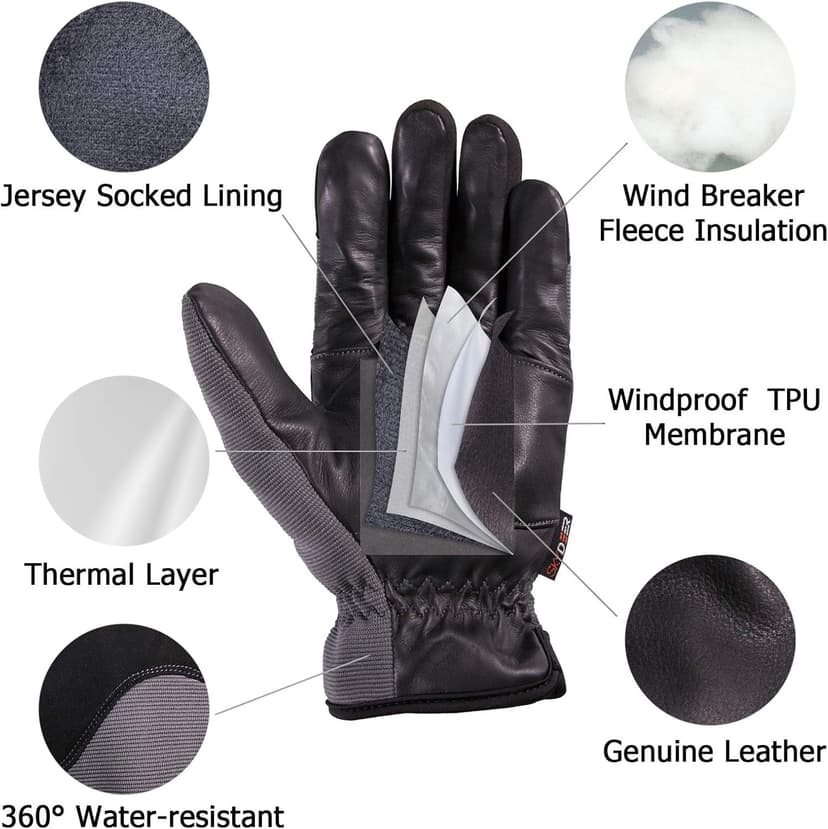 SKYDEER Super Soft and Warm Winter Gloves with Deersplit Leather Suede and 3M Thinsulate Insulation for Cold Weather SD5176T