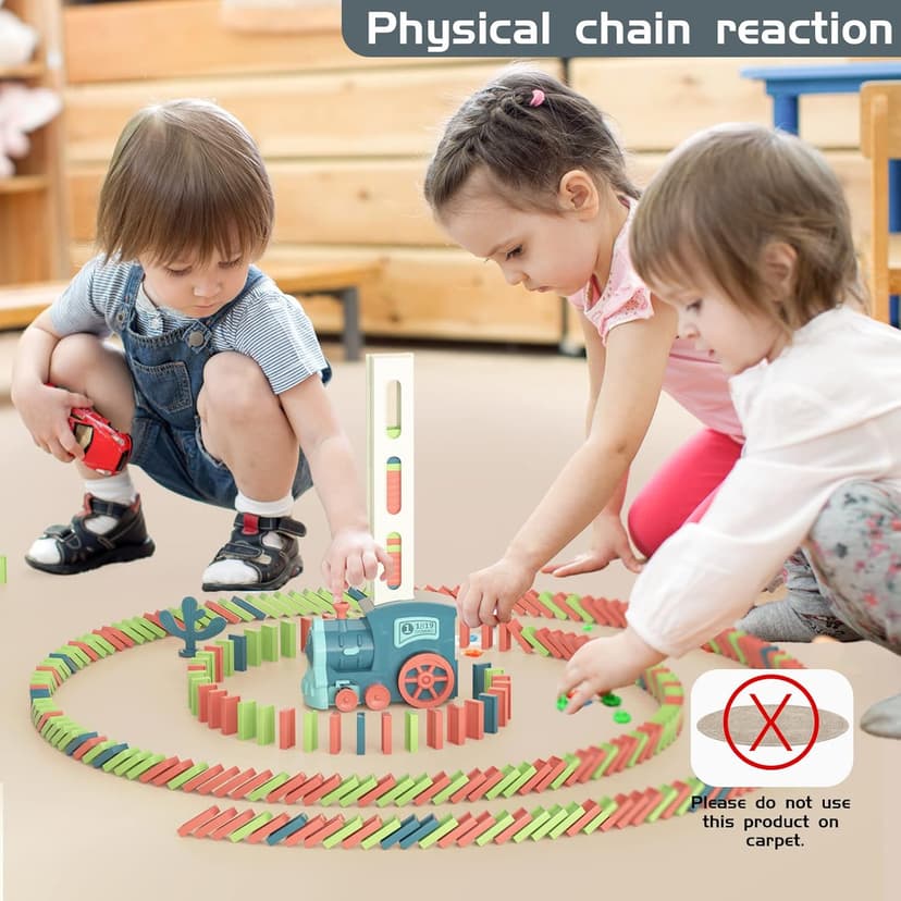 Domino Train Toys Kids Games - Automatic Stacking Creative Game 3+ Year Old - Stem Montessori Toy for Boys 4-6 - Summer Autistic Christmas Birthday Gifts 5 6 Toddler Ages 4-8