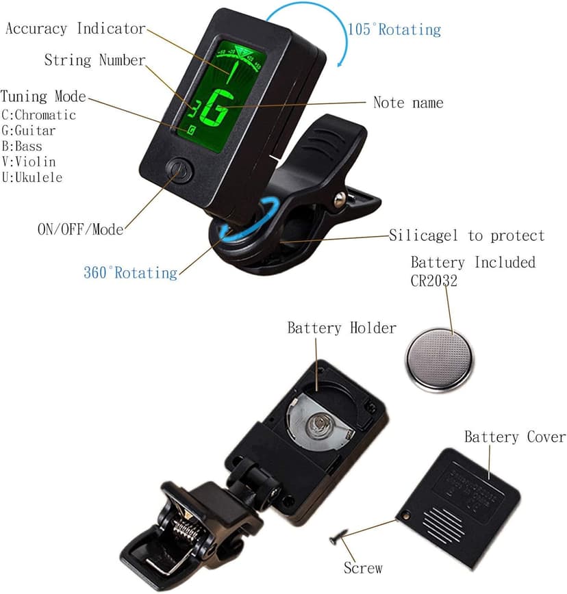 Classical Guitar Strings Nylon Black 3 Full Sets with Tuner, 3 in 1 Restringing Tool, Capo, Cleaning Cloth