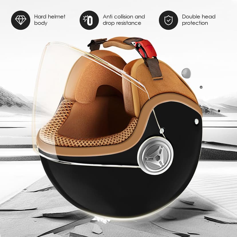 DOT Approved Kids 3/4 Open Face Motorcycle Helmet, Retro Vintage Lightweight Helmets, for Boys & Girls 3-15 Years Old Electric Scooter Helmet Fits Dirt Bike Moped ATV Go Kart 4 Wheeler