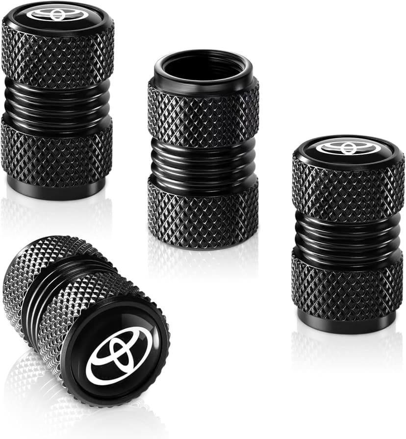 Tire Valve Stem Cap Cover Fit for Toyota Belt O-Ring Seal Corrosion Resistant Tire Valve Caps Car Accessories 4Pc Black