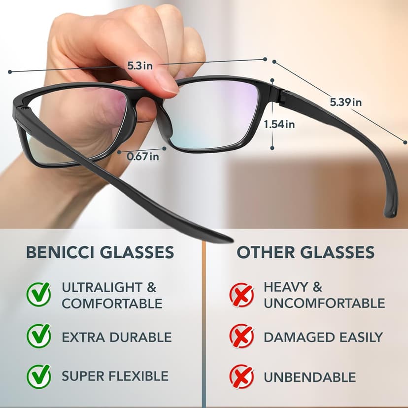 Stylish Blue Light Blocking Glasses for Women & Men – Helps Ease Digital Eye Strain & Headache from Computers, Phones w/Case