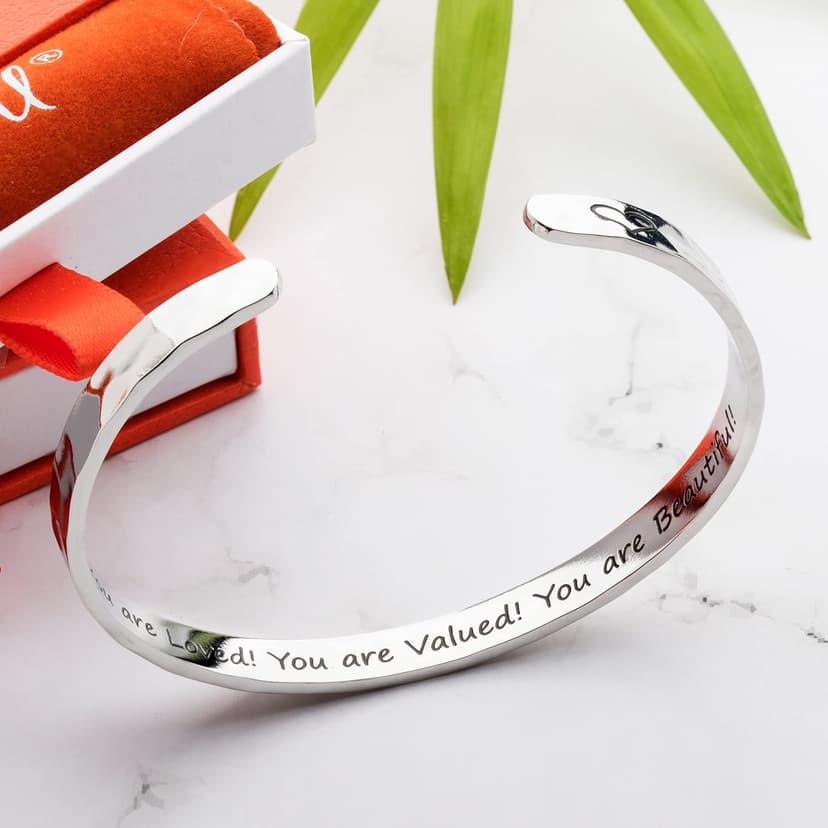 Carviell Bracelets for Women – 100+ Meaningful Engraved Messages – Solid 316L Surgical Stainless Steel Cuff Bracelet – Gift Ready B094NY63KJ