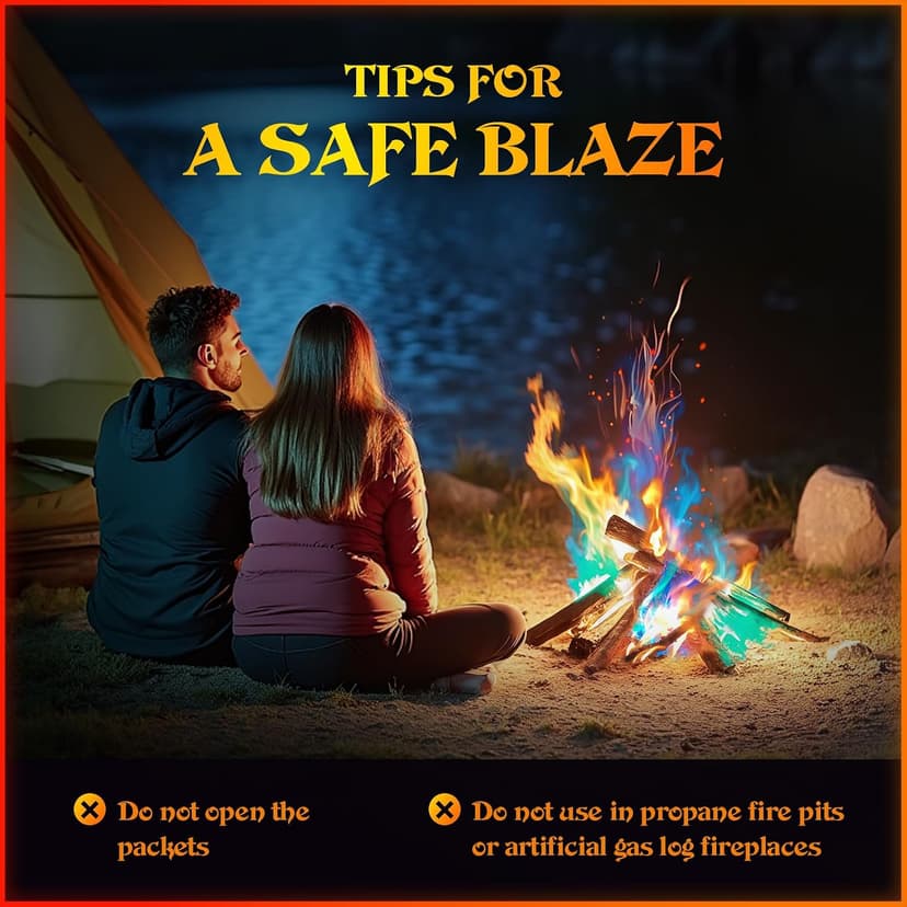 MEKER Fire Color Changing Packets - Fire Pit, Campfires, Outdoor Fireplaces, Bonfire - Magic Colorful Changing Fire - Perfect Fire Camping Accessories for Kids & Adults (12 Pack) B0C9THKCWY