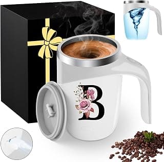 Initial Magnetic Stirring Coffee Mug Stainless Insulated Travel Cup Women Wife Girl Birthday Wedding Anniversary Her Gift Over 16 18 19 20 21 25 30 40 50 55 60 65 70 Year Old Meaningful Custom Gifts,B B0DHZJ4B6F
