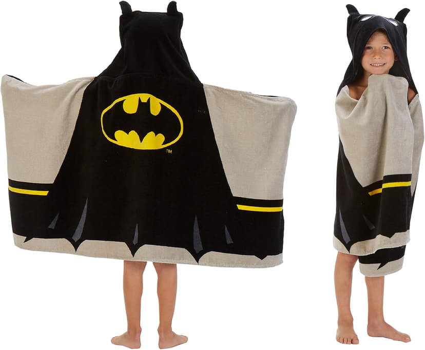 Batman Kids Bath/Pool/Beach Super Soft Cotton Terry Hooded Towel Wrap, 24" x 50", By Franco