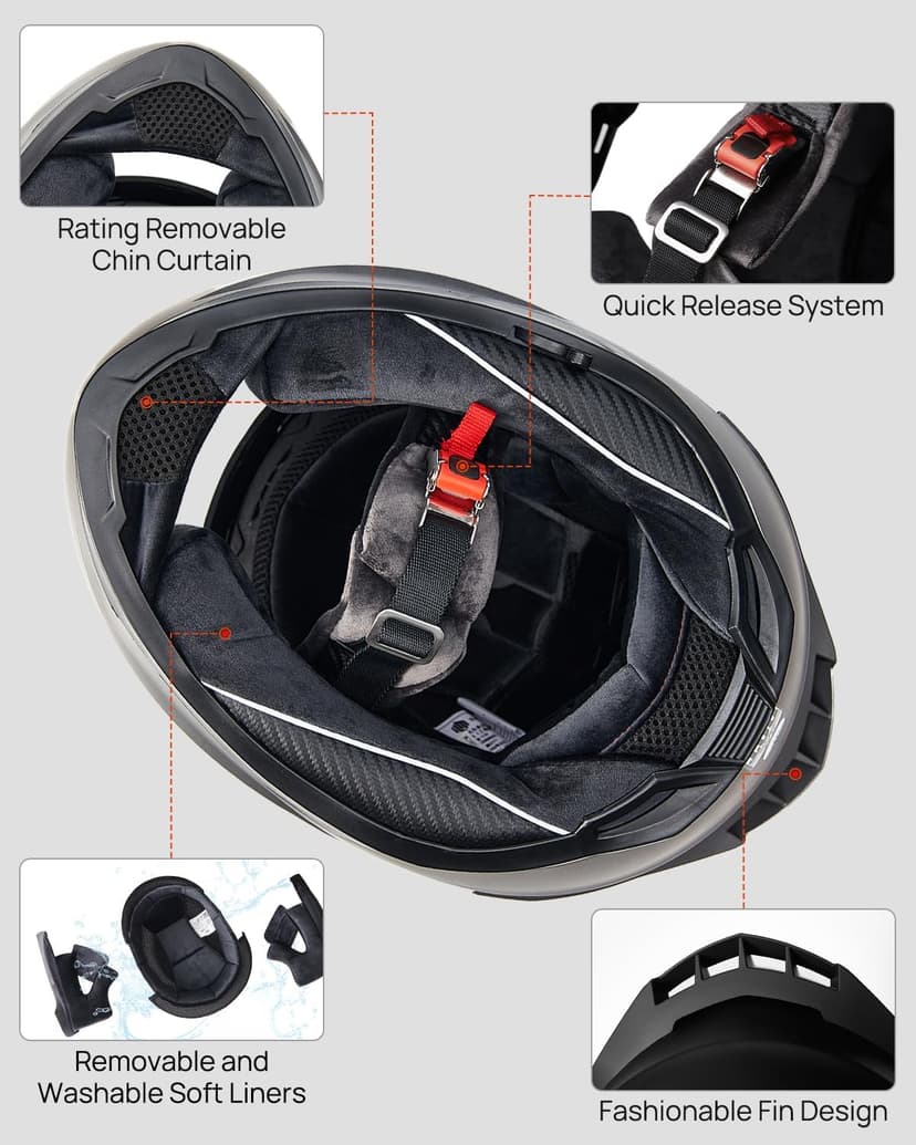 ILM Motorcycle Helmets Full Face with Anti-Fog Pinlock for Cascos para Motos Snowmobile Mens Women Heated Shield Compatible DOT Model 129