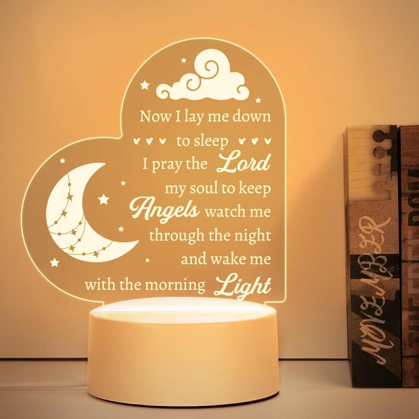 Baptism Gifts for Girl Boy, Nursery Decor Night Light Gifts for Bedtime Prayer, Baby Christening Gifts for Boys Girls, Dedication Gifts Baptismal Gifts Birthday Gifts for Kids, Baptism Decorations