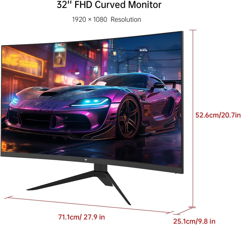 KTC 32 Inch FHD 1080p Curved Gaming Monitor - VA 1500R Curved Monitor, 165Hz 1ms MPRT, FreeSync & G-Sync, 122% sRGB, DP/HDMI, VESA, HDR10 for Gaming Home Office Business PC Monitor