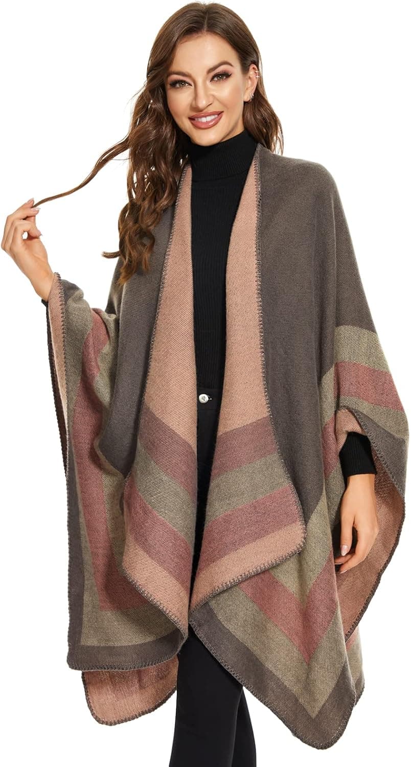 Shawl Wraps for Women, Elegant Knitted Cape Open Front Poncho Scarf Blanket Cardigan Coat for Spring, Autumn, and Winter B0B7B2BH9P