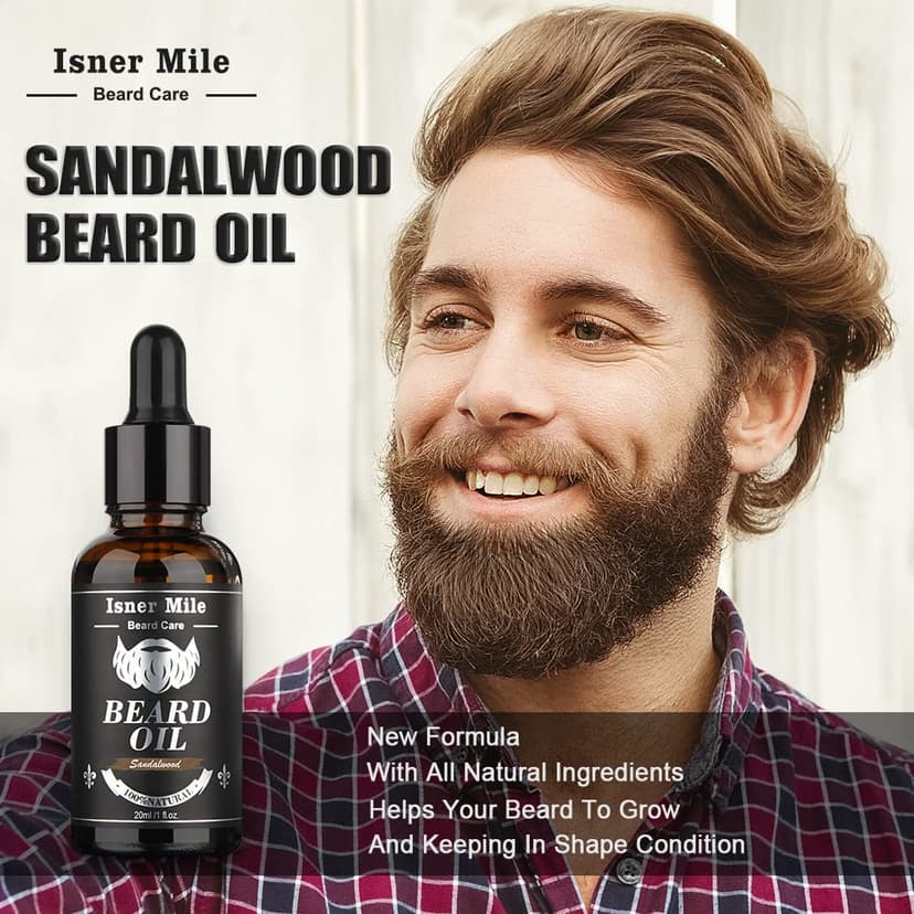 Isner Mile Beard Grooming Kit for Men Care: Trimming Sets with Beard Wash - Oil - Balm - Brush - Comb & Straight Razor, Birthday Christmas Gifts Mens Stocking Stuffers for Him Boyfriend Dad Husband