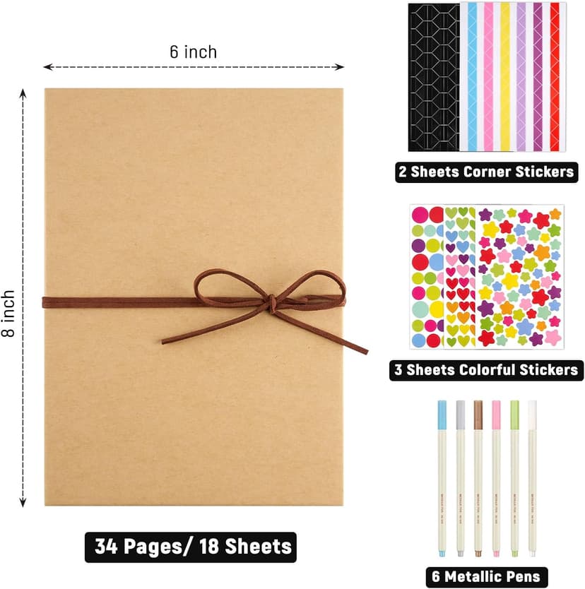 Stretchable Folding Mini Scrapbook, Hardcover Accordion Scrapbook, Small Black Photo Album, Adventure Book, Travel Scrapbook Small Scrapbook Album with DIY Accessories Kit, 6 x 8 Inch, 34 Pages B0D3DDGXJ6
