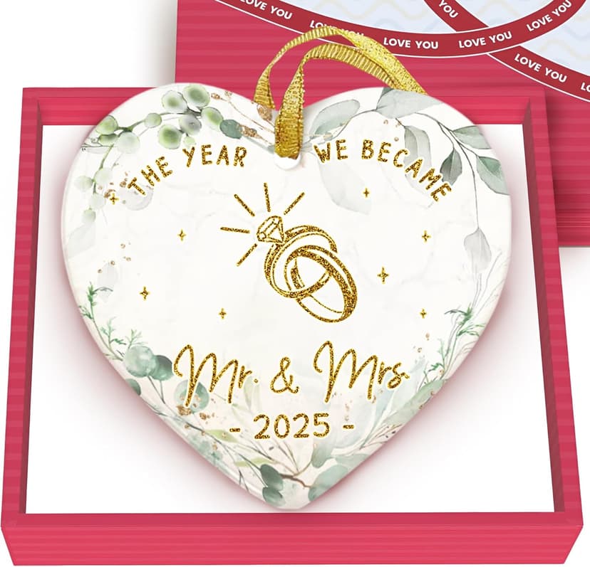 GOSSBY Wedding Ornament 2025 - The Year WE Became MR MRS - 2025 Wedding Gift for Couple - Bridal Shower, Newlywed, Just Married, Mr Mrs Gift for Bride Groom - 1st Married Couple Christmas Decor
