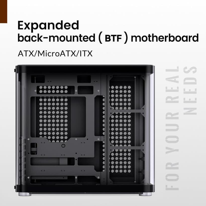 JONSBO TK-2 Black ATX Mid-Tower Pc Case,Hyperboloid Glass Design, Separated Cabinet Structure, Al Alloy Shell Desktop Computer Case, Support BTF Motherboard/ATX Power supply/360 AIO, Black