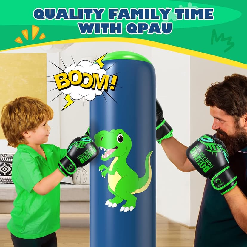 QPAU Inflatable Punching Bag, 48 Inch Stable Inflatable Boxing Bag for 3-6 Kids,Dinosaur Toy & Gifts for Boys and Girls, Kids Boxing Set for Practicing Karate, Taekwondo B0BKPM69F8
