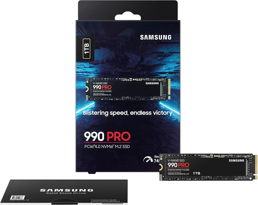 Samsung 990 PRO SSD 1TB PCIe 4.0 M.2 2280 Internal Solid State Hard Drive, Seq. Read Speeds Up to 7,450 MB/s for High End Computing, Gaming, and Heavy Duty Workstations, MZ-V9P1T0B/AM