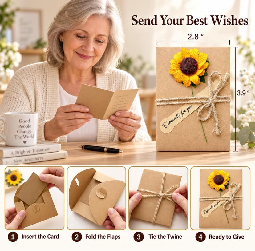 Sunflower greeting card shares warm retirement wishes for women and men, colleagues, bosses, teachers, friends, or coworkers. Wind Chimes Retirement Gift for Women, 32 Inch Hummingbird Chime with Card B0FD3MFY59