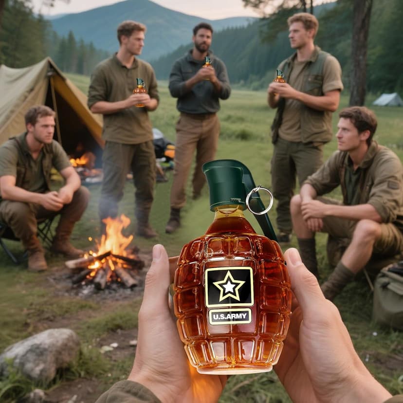 Military Hand Grenade Whiskey Bottle, 300ml Engraved Glass Hand-Grenade Shape Bottle, Leakproof Whiskey Decanter for Men Military Lovers Veteran Gifts